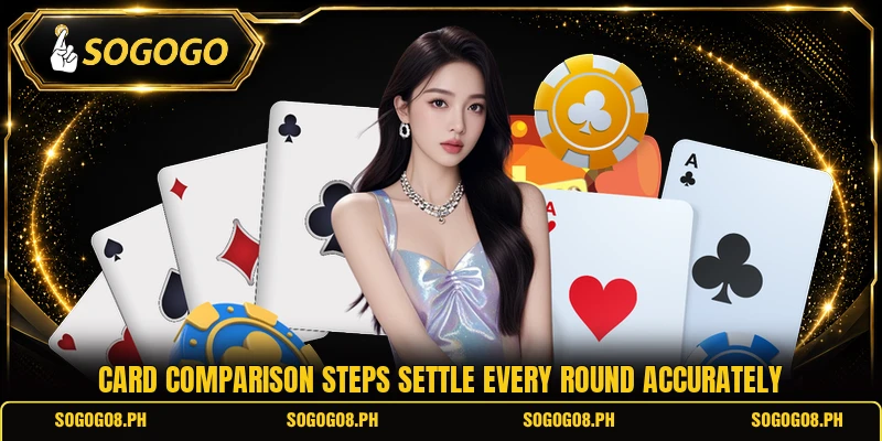 Card comparison steps settle every round accurately