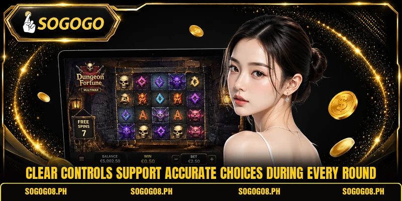 Clear controls support accurate choices during every round