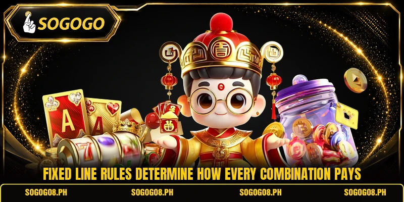Fixed line rules determine how every combination pays
