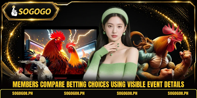 Members compare betting choices using visible event details